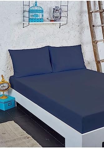 Pamuklu Çift Kişilik Lastiksiz Çarşaf Takımı Lacivert - 240x260 - Görsel 2