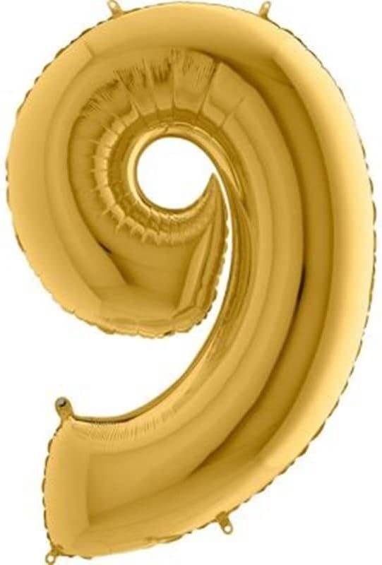 9 Rakamlı 16 İnç Gold Renk Folyo Balon 36 CM (Altın)