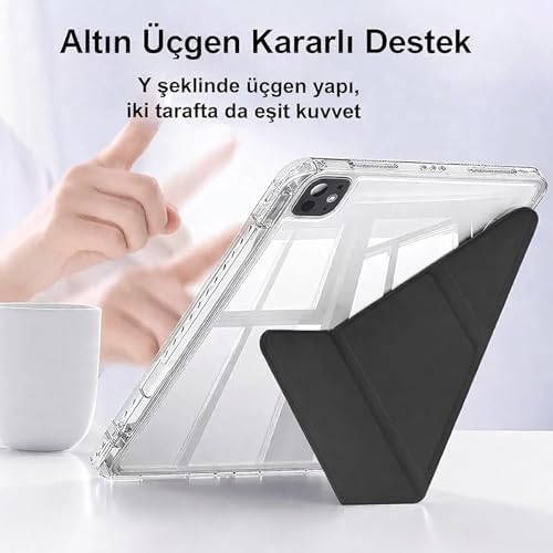 Alternative view of Galaxy Tab S10 Lite ile uyumlu Kılıf SM-X400 Saydam Arka Kapak Flip Smart Cover Katlanabilir Standlı Darbe Emici Koruyucu Tablet Kılıfı Akıllı Uyku Özellikli Yeşil