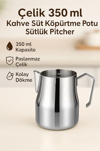 Çelik 350 ml Kahve Süt Köpürtme Potu Sütlük Pitcher mt190