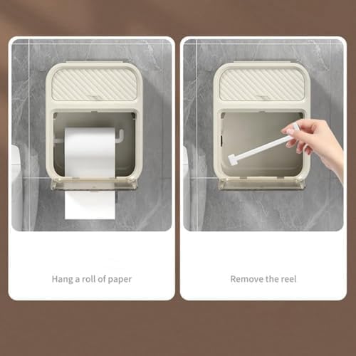 Aksesuarcı Kompakt Tasarım Banyo Tuvalet Kağıdı Saklama Kutusu, Delik Delmeden Kolay Montaj (YEŞİL)
