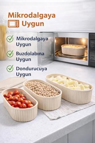 Saklama Kabı Seti, Mikrodalgaya Uygun – 2,1 L / 1,2 L / 800 ml / 400 ml krem - Görsel 3