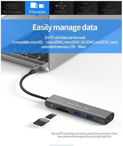 Alternative view of Tkz Blueendless Type C To 2*Usb 3.0/1 Sd/ 1 Tf / 1 Hdmı Çevirici Macbook Pro