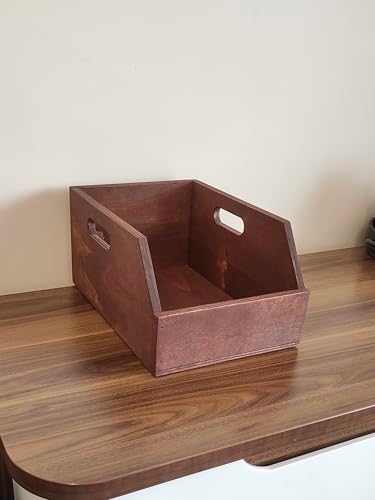 Organizer Ahşap Sandık Kutu 7" (7 inç) Plak İçin Uygun Boyut (Kestane Rengi) - Görsel 3