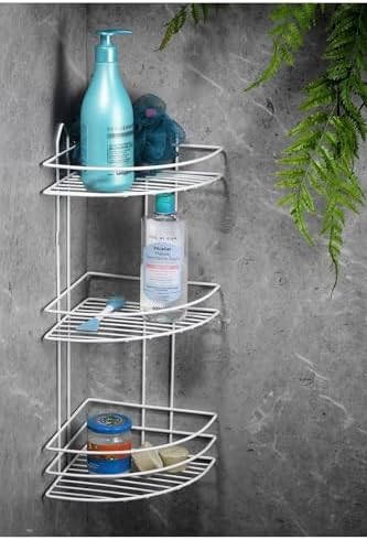 Alternative view of Ömür Boyu Paslanmaz Yapışkanlı Banyo Köşeliği Düzenleyici Şampuanlık Duş Rafı Beyaz Ek-03