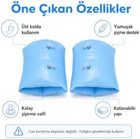 Çocuk Şişme Yüzme Kolluğu, 1-6 Yaş İçin Şişirilebilir Deniz ve Havuz Kolluğu, Çift Hava Valfli, Hafif ve Taşınabilir Yüzme Yardımcı Kolluk