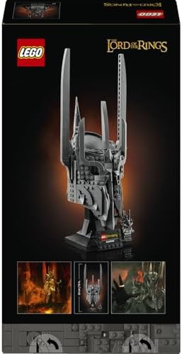 Yüzüklerin Efendisi: Sauron'un Miğferi 11373 - Yetişkinler için Sauron Minifigürü ile İsim Levhalı Sergileme Standı İçeren Yaratıcı Dekoratif Model Yapım Seti, Hediye Fikri (538 Parça)