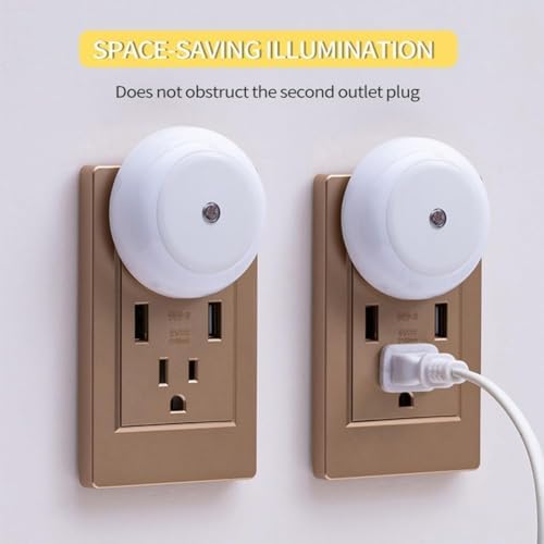 Alternative view of Aputue Duvara Monte LED Gece Lambası, alacakaranlık sensörlü, 0.5w duvar fişli gece lambası, koridor, merdiven, mutfak, banyo için, 6'lı paket yuvarlak tasarım