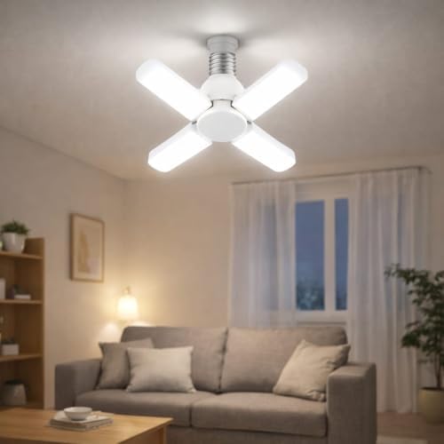 Alternative view of 4 Kollu Katlanabilir LED Tavan Ampulü E27 Duy Uyumlu Yüksek Parlaklık Enerji Tasarruflu Modern Tavan Aydınlatma Armatürü Ev Ofis Yatak Odası Salon İçin4 Kollu Katlanabilir LED Tavan Ampulü E27 Duy Uyu