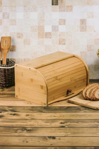 Bambu Lüks Panjur Kapaklı Büyük Ekmek Dolabı, Dolabı, Ekmek Sepeti Sandığı, Ekmeklik, Çok Amaçlı Bambu Kutu