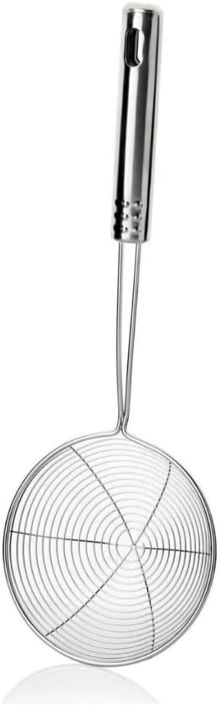 18-16 CM Paslanmaz Çelik Süzgeç Kepçe – Dayanıklı Kızartma ve Haşlama Kevgir Kaşık, Uzun Saplı Mutfak Süzgeci (16cm)