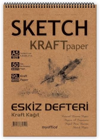 Alternative view of ETİKA Kraft Kağıt A5 Eskiz Defteri 90 gr. Spiralli 50 Yaprak Sketchbook