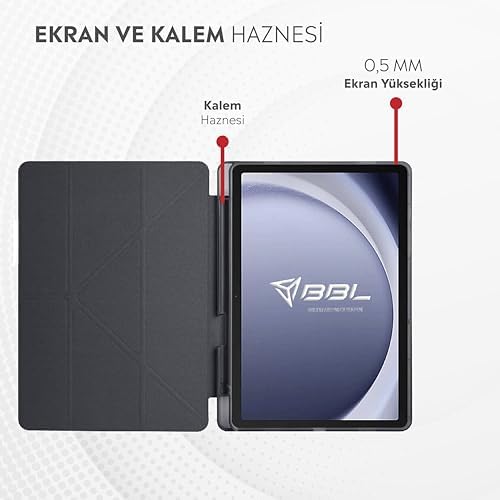 Alternative view of Galaxy Tab A9 Plus X210/Galaxy Tab A11+ ile Uyumlu Kalem Bölmeli Trifolding Cover Tablet Kılıf Katlanabilir Standlı Otomatik Uyku Modlu Darbe Emici İnce Tasarım Siyah