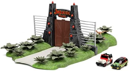 Alternative view of Jada Toys Jurassic World Nano Scene (17 x 18 cm) - Jurassic Park Gate ile oyun arka planı, 2 metal araba (Jeep Wrangler ve Ford Explorer) ve dinozor dekorasyonu, 6 yaşından büyük hayranlar ve çocuklar