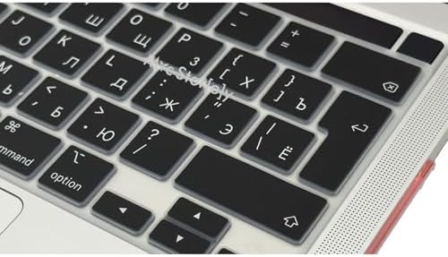 MacBook Pro Rusça Klavye Koruyucu UK ISO Ters L Enter A2338 M1 M2 A2251 A2289 A2141 Uyumlu Silikon Keyboard Cover Touch Bar Siyah - Görsel 3