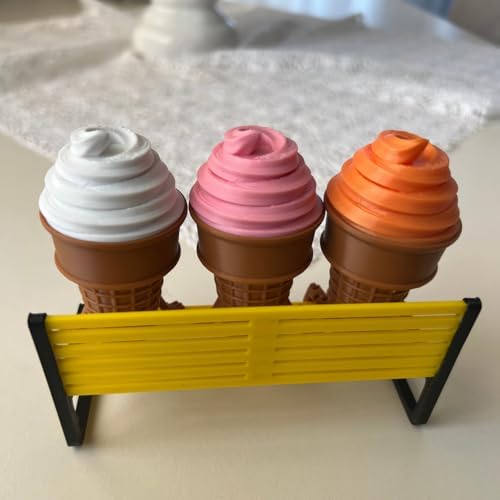 Alternative view of 3'lü Renkli Dondurma Külahı Dekoratif Figür Seti - Sevimli Bacaklı Masaüstü Süs (Her biri 7.5 x 4.3 cm) BANK DAHİL DEĞİLDİR