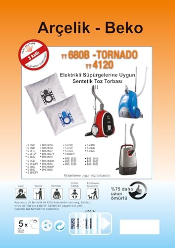 ELEKTRİKLİ SÜPÜRGE SENTETİK TOZ TORBASI - 20 ADET - SİYAH PLASTİK - ARÇELİK - BEKO - MODELLERİ İLE UYUMLU ÜRÜNLER AÇIKLAMADA - Görsel 2