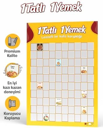 1 Tatlı 1 Yemek Kazı Kazan Poster, Yemek Temalı Eğlenceli Aktivite, Özel Tasarım