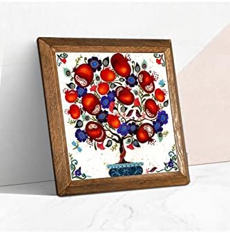 Alternative view of Nar Ağacı Taş Duvar Tablosu Ahşap Çerçeveli Duvar Dekoru Wall Art 25x25cm W1-03