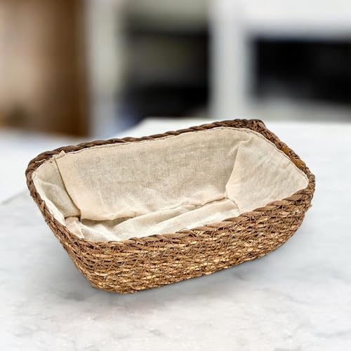 Alternative view of El Yapımı Hasır İçi Bezli Dikdörtgen Ekmeklik ve Dekoratif Dikdörtgen Hasır Sepet, Hasır İçi Bezli Ekmek Sepeti Dikdörtgen (22cm*16cm*8cm)