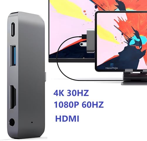 Type C Hub (4 Port), 85W PD Type-C Port 4K 30HZ veya 1080P 60HZ HDMI, 1 Adet USB 3.0 Port Şarj ve Veri Transfer, 3.5mm Jak Kulaklık Ses Grişi, MacBook Pro/Air/iPad/iPhone vb. Uyumlu
