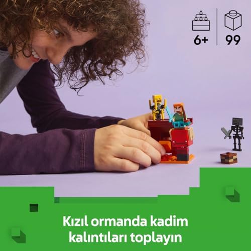 Alternative view of Nether Lav Savaşı 21266 – Çocuklar için Alex Figürü, Yaratıklar, Wither Skeleton, Kılıç ve Döndürülen Blaze İçeren Yapım Seti, 6 Yaş ve Üzeri Kız ve Erkekler için Doğum Günü Hediyesi
