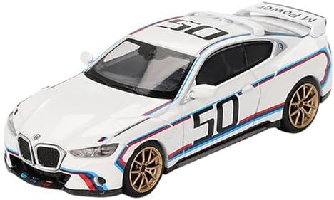 MINI GT 3.0 CSL # 50 Beyaz Mavi ve Kırmızı Çizgili ve Altın Tekerlekler Limited Edition 1/64 Diecast Model Araba MGT00863 - Görsel 2