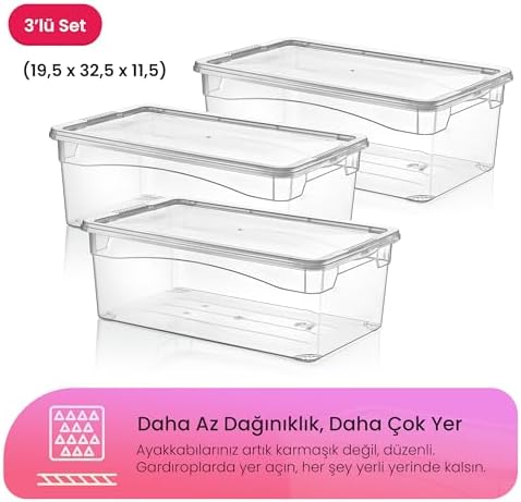 Alternative view of Cindy 3’lü Şeffaf Ayakkabı Kutusu Seti (6 L) – Kilitli Kapaklı, İstiflenebilir ve Toz Koruyucu Düzenleyici