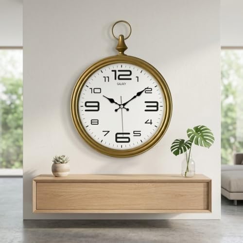 Alternative view of Galaxy Dekoratif Duvar Saati, Gold, 30 cm, Sessiz Mekanizmalı, Vintage Pocket Watch Tasarımı, Salon ve Ofis için