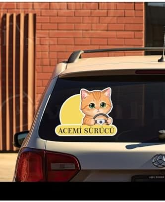 Alternative view of Parti Tasarla Acemi Sürücü Sevimli Kedi Araba Etiketi & Sticker Çok Renkli