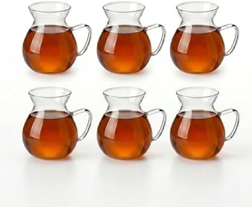 Alternative view of 6'lı Kulplu Cam Çay Bardağı Seti - Şeffaf ve Modern Tasarımlı Isıya Dayanıklı Çay Takımı 180ML
