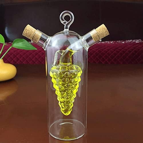 Alternative view of 2'si 1 Arada Cam Yağlık ve Sirkelik - İç İçe Geçmeli Çift Hazneli Dekoratif Sosluk - Mantar Kapaklı Zeytinyağı ve Sirke Şişesi (240ml + 60ml)
