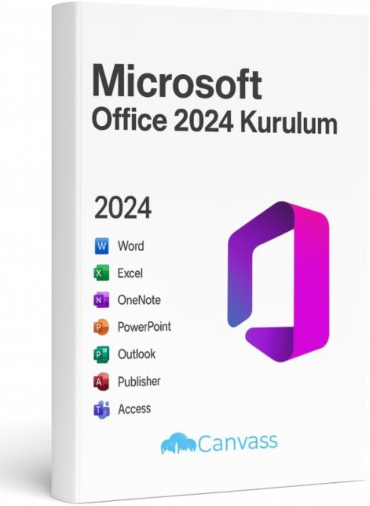Canvass Office 2024 Kurulum ve Etkinleştirme Lisansı Hediyeli, Microsoft Office 2024 Professional Plus İçin