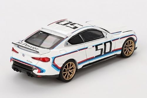 MINI GT 3.0 CSL # 50 Beyaz Mavi ve Kırmızı Çizgili ve Altın Tekerlekler Limited Edition 1/64 Diecast Model Araba MGT00863 - Görsel 3