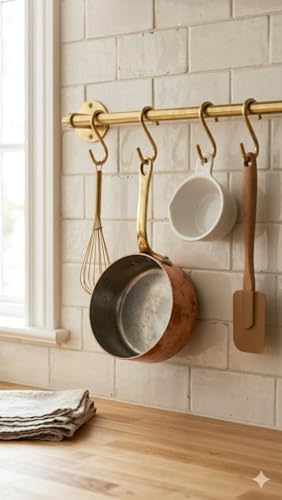 Beşel Gold S Kanca Seti - 10 Adet, Çok Amaçlı Metal Askı, Mutfak Gereçleri, Gardırop ve Banyo Düzenleyici, Şık Pirinç Görünümlü Dayanıklı Çelik Kanca (5cm, BÜYÜK S) - Görsel 3