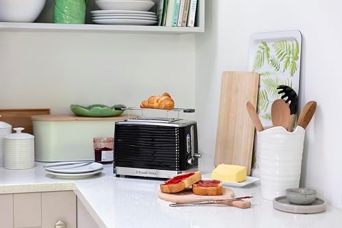 Ekmek kızartma makinesi [2 dilim için] Inspire siyah, yüksek kaliteli parlak yapılı (ekstra geniş tost yuvaları, ekmek başlığı, 6 kızartma kademesi + buz çözme ve ısıtma fonksiyonu)