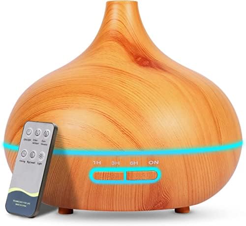 OBEV Büyük 500 mL Hava Nemlendirici Ultrasonik Ortam Nemlendirici Oda Nemlendirici Işıklı Buharlı Nemlendirici Ayarlanabilir Zamanlayıcılı Otomatik Kapanma Özelliği Nemlendirici Led Işıklı Buhar Makinesi (Açık Ahşap)