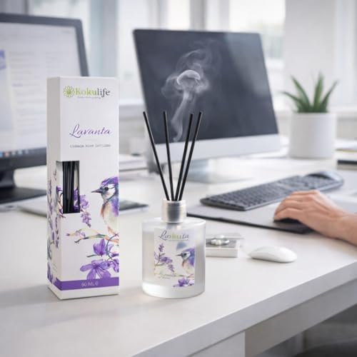 Alternative view of Lavanta Kokulu Reed Diffuser Oda Kokusu 50 Ml, Uzun Süre Kalıcı Ortam Kokulandırıcı, Çubuklu Oda Parfümü, Ev Ofis Banyo Dekoratif Koku Çözümü