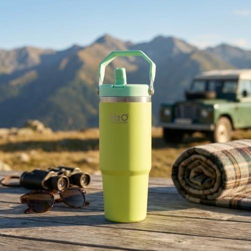 Alternative view of Paslanmaz Çelik Termos Matara - 900 ML (1 Litre) Kapasiteli, Pipetli ve Emzikli Çelik Suluk (4 Renk Seçeneği) (YEŞİL)