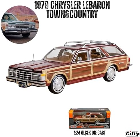 1979 Chrysleer LeBaron Town & Country Die Cast Model Klasik Araba 1:24 Ölçek Koleksiyon Kutulu Metal - Görsel 3