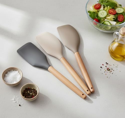 Bambu Saplı Silikon Dar Sıyırma Spatulası, Bambu Uzun Silikon Dar Spatula 27cm 3 Renk Seçenekli (KREM) - Görsel 2