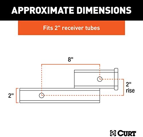 Alternative view of CURT 45797 Treyler Bağlantı Adaptörü, 2 İnç Alıcı, 2 "Bırak veya Yükselme, 7 lbs, Parlak Siyah Toz Boya