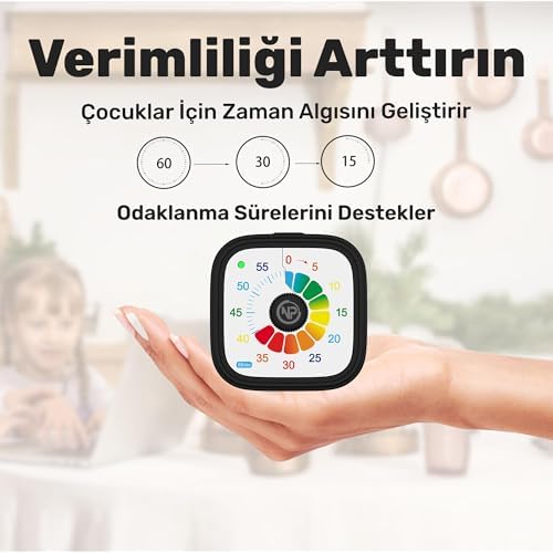 Alternative view of Mutfak,Ders,Yemek için 60dk Analog Alarm Zamanlayıcı,Pomodoro Öğrenci Motivasyon Saati (Kırmızı)