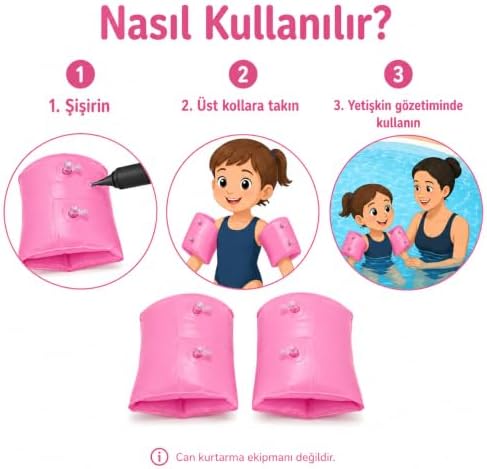Çocuk Şişme Yüzme Kolluğu, 1-6 Yaş İçin Şişirilebilir Deniz ve Havuz Kolluğu, Çift Hava Valfli, Hafif ve Taşınabilir Yüzme Yardımcı Kolluk - Görsel 3