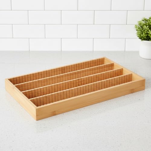 Bambu Çekmece İçi Düzenleyici (37.5x25x4 cm) | 4 Bölmeli, Hareketli Ayırıcılar | Kaşıklık, Dikiş, Ofis ve Mutfak Organizeri - Görsel 3