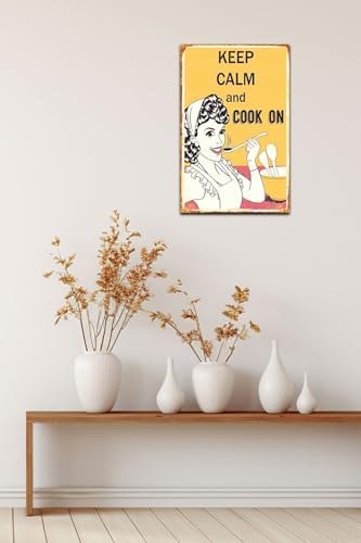 Kuşe Kağıt Duvar Posteri Keep Calm And Cook On Retro Vintage Drtr0029