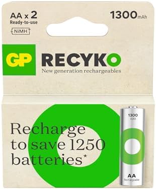 GP Batteries ReCyko 1300 AA Kalem Ni-MH Şarjlı Pil, 1.2 Volt, 2'li Kart