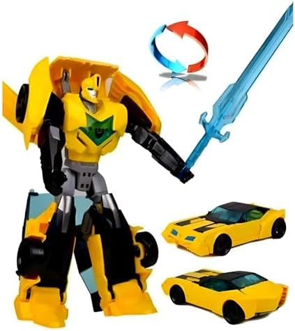 /Oyuncak Metal Gövdeli 20 Cm Araba Ve Tıra Dönüşen Robot Optimus Ve Bumblebee Model Dönüşen Robotlar AutoBots (Sarı)