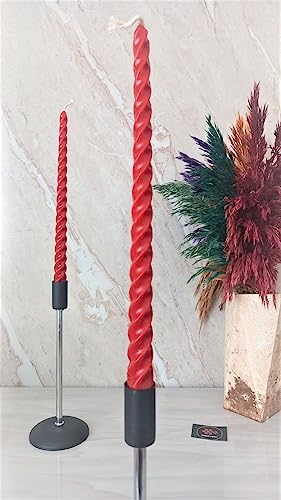 Alternative view of (4 Adet 27.5Cm) Balmumu Mum Konik Burgulu Balmumu Şamdan Mumu Doğal Petek Balmumu Mum Dekoratif Kırılmaz Akmaz Mum Bal Mumu Beeswax Candle (Kırmızı)