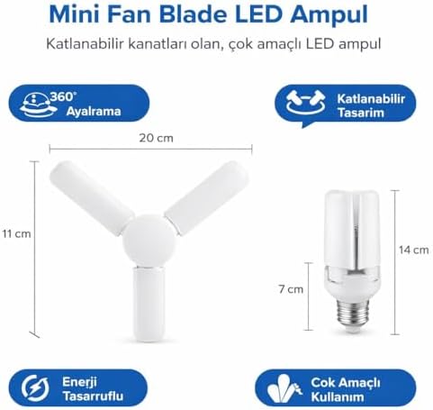 3 Kollu Katlanabilir LED Tavan Ampulü E27 Duy Uyumlu Yüksek Parlaklık Enerji Tasarruflu Modern Tavan Aydınlatma Armatürü Ev Ofis Yatak Odası Salon İçin